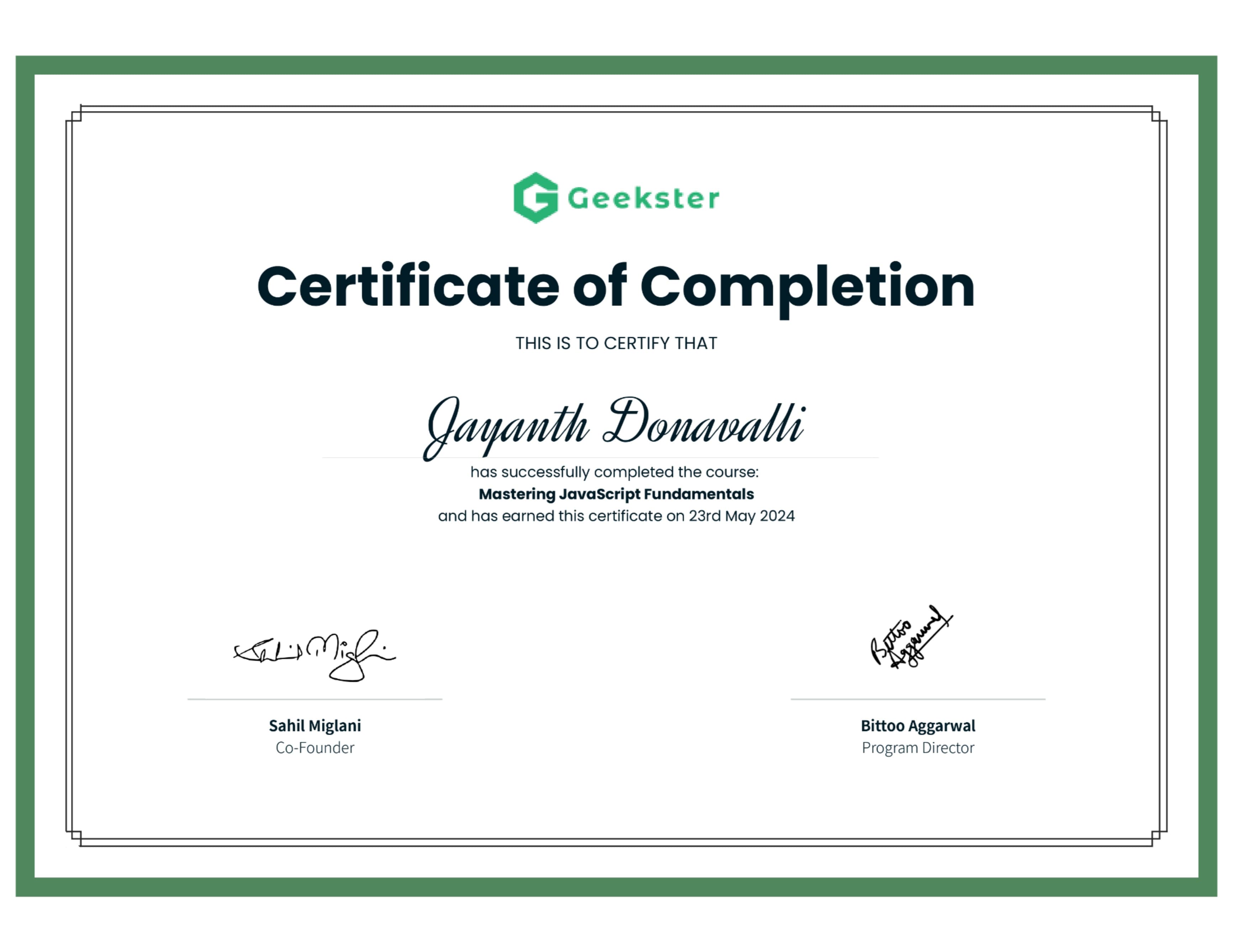 Geekster certification badge image